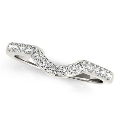 14k White Gold Pave Set Diamond Curved Wedding Band (1/4 cttw) - jazzyjewelryjones