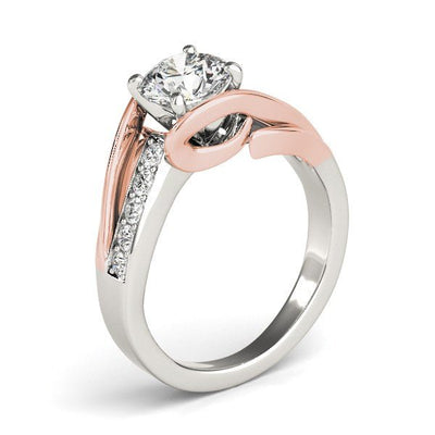 14k White And Rose Gold Bypass Shank Diamond Engagement Ring (1 1/8 cttw) - jazzyjewelryjones