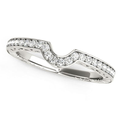 14k White Gold Prong Set Curved Wedding Band (1/8 cttw) - jazzyjewelryjones