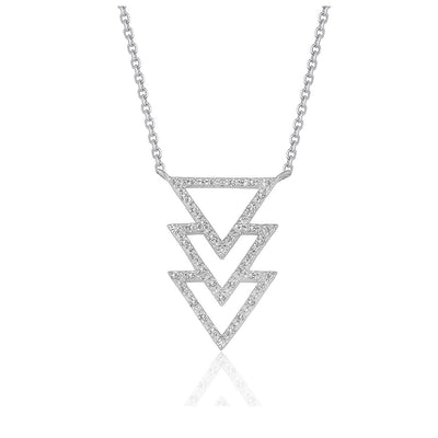 Triple Triangle Pendant with Diamonds in 14k White Gold (1/5 cttw) - jazzyjewelryjones