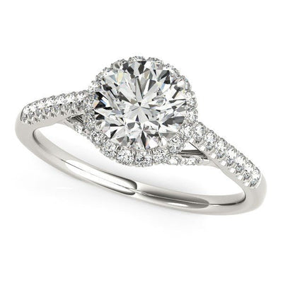14k White Gold Round Cut Pave Set Shank Diamond Engagement Ring (1 3/8 cttw) - jazzyjewelryjones