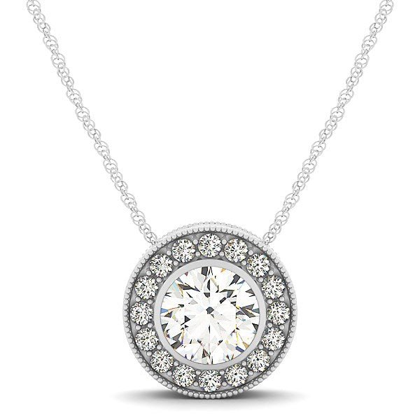 Diamond Halo with Center Bezel in 14k White Gold (5/8 cttw) - jazzyjewelryjones