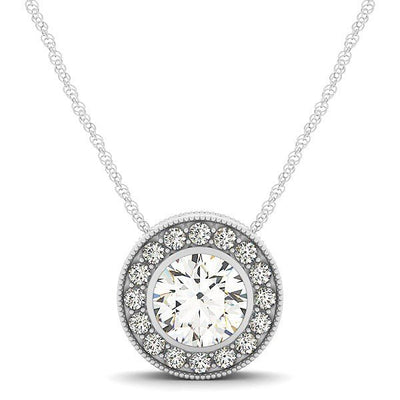 Diamond Halo with Center Bezel in 14k White Gold (5/8 cttw) - jazzyjewelryjones