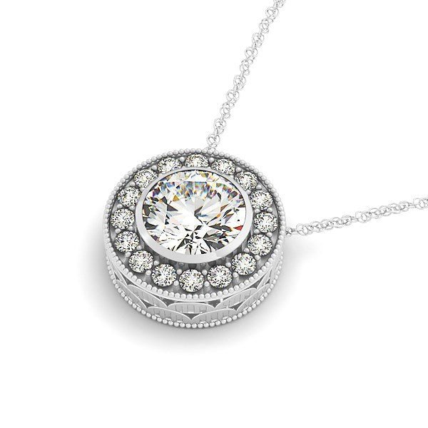 Diamond Halo with Center Bezel in 14k White Gold (5/8 cttw) - jazzyjewelryjones