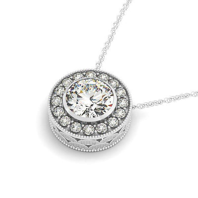 Diamond Halo with Center Bezel in 14k White Gold (5/8 cttw) - jazzyjewelryjones