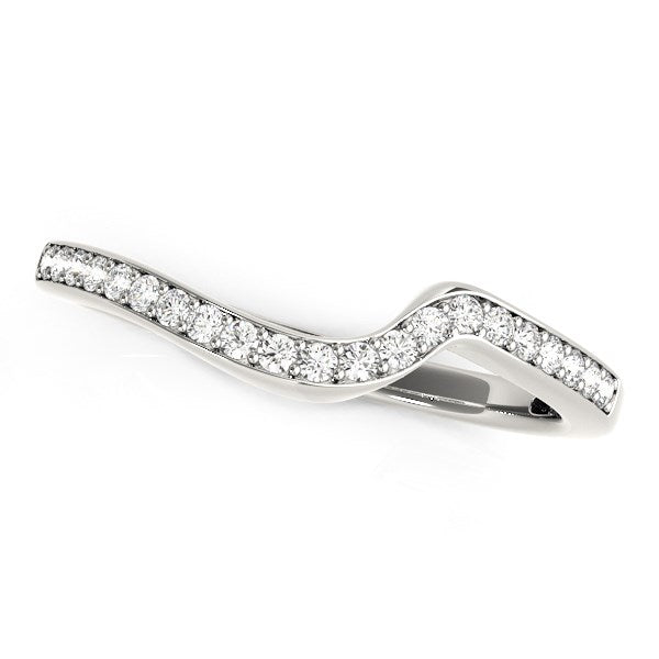 14k White Gold Modern Curved Wedding Ring (1/5 cttw) - jazzyjewelryjones