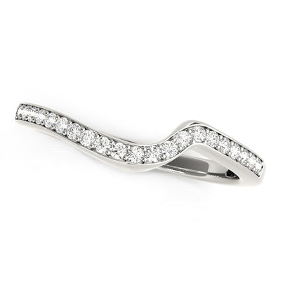 14k White Gold Modern Curved Wedding Ring (1/5 cttw) - jazzyjewelryjones