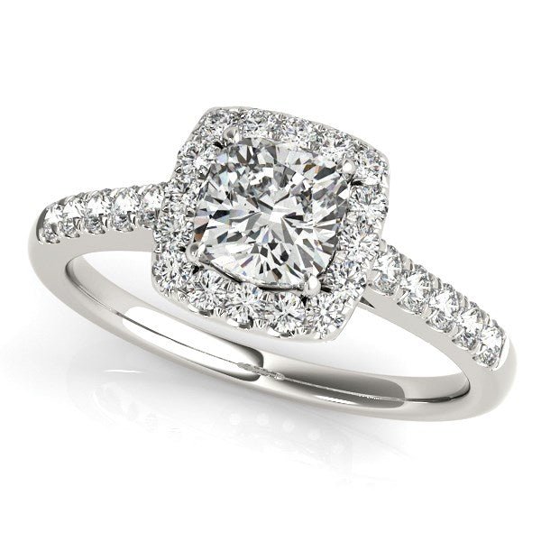 14k White Gold Square Outer Shape Round Diamond Engagement Ring (3/4 cttw) - jazzyjewelryjones