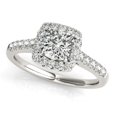 14k White Gold Square Outer Shape Round Diamond Engagement Ring (3/4 cttw) - jazzyjewelryjones