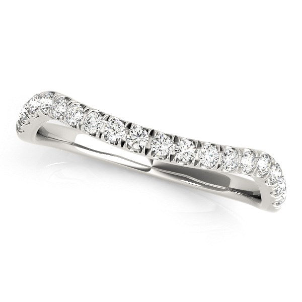 14k White Gold Curved Design Diamond Wedding Band (1/4 cttw) - jazzyjewelryjones