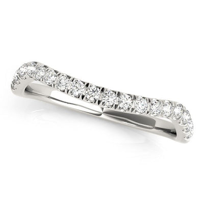 14k White Gold Curved Design Diamond Wedding Band (1/4 cttw) - jazzyjewelryjones