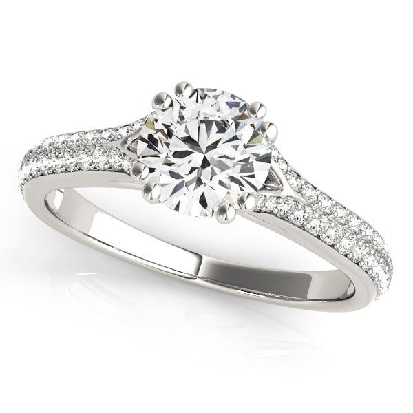 14k White Gold Double Prong Multirow Band Diamond Engagement Ring (1 1/8 cttw) - jazzyjewelryjones