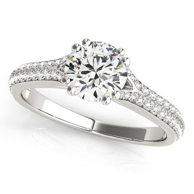 14k White Gold Double Prong Multirow Band Diamond Engagement Ring (1 1/8 cttw) - jazzyjewelryjones