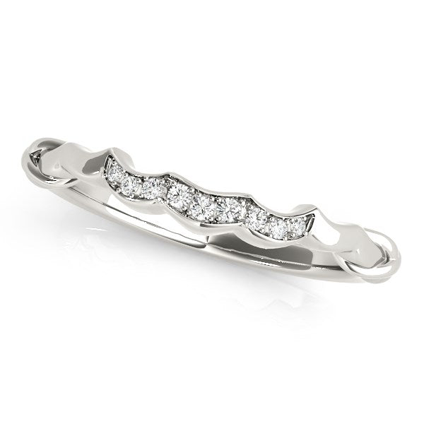 14k White Gold Scallop Wedding Band (1/20 cttw) - jazzyjewelryjones
