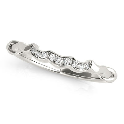14k White Gold Scallop Wedding Band (1/20 cttw) - jazzyjewelryjones