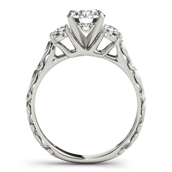 14k White Gold Antique Design 3 Stone Diamond Engagement Ring (1 3/4 cttw)