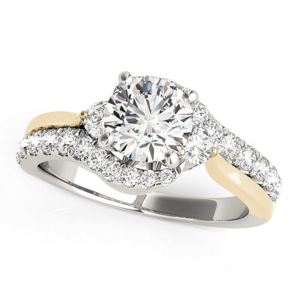 14k White And Yellow Gold Round Bypass Diamond Engagement Ring (1 1/2 cttw) - jazzyjewelryjones