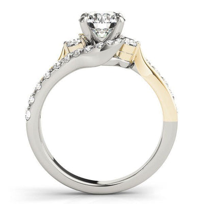 14k White And Yellow Gold Round Bypass Diamond Engagement Ring (1 1/2 cttw) - jazzyjewelryjones