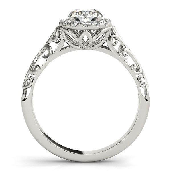 14k White Gold Halo Antique Style Round Diamond Engagement Ring (5/8 cttw) - jazzyjewelryjones