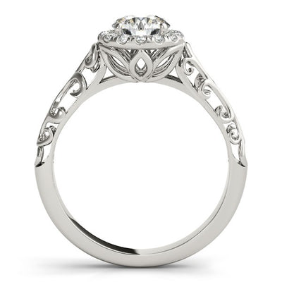 14k White Gold Halo Antique Style Round Diamond Engagement Ring (5/8 cttw) - jazzyjewelryjones