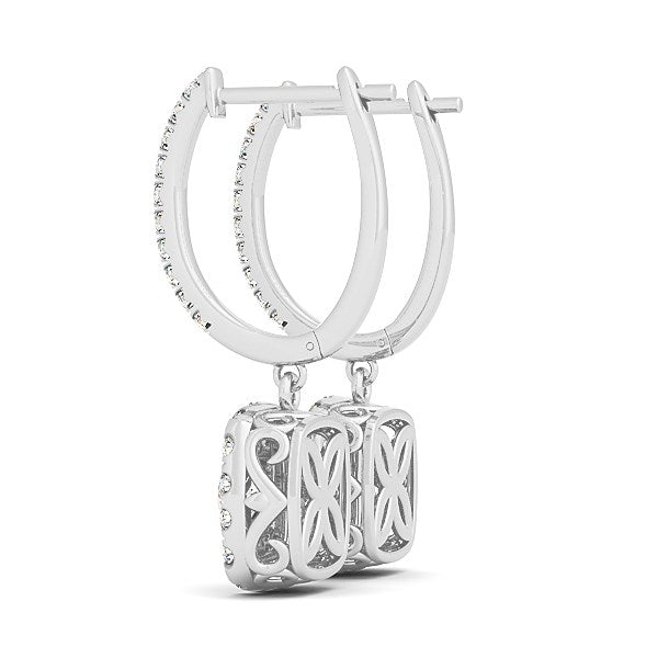 14k White Gold Double Halo Cushion Outer Shaped Diamond Earrings (3/4 cttw) - jazzyjewelryjones
