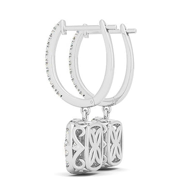14k White Gold Double Halo Cushion Outer Shaped Diamond Earrings (3/4 cttw) - jazzyjewelryjones