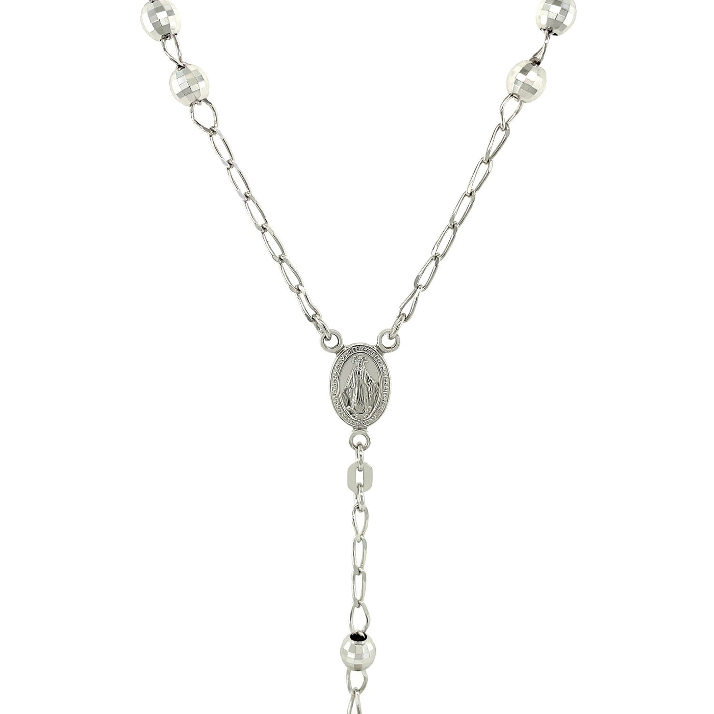 Rosary Chain and Large Bead Necklace in Sterling Silver - jazzyjewelryjones