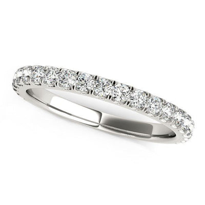 14k White Gold Round Pave Setting Diamond Wedding Band (3/8 cttw) - jazzyjewelryjones