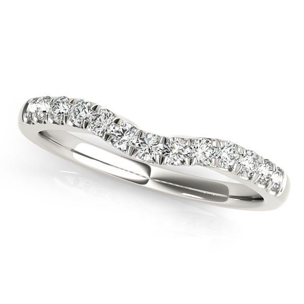14k White Gold Diamond Curved Design Wedding Band (1/4 cttw) - jazzyjewelryjones