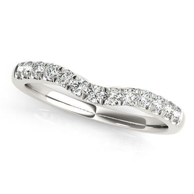 14k White Gold Diamond Curved Design Wedding Band (1/4 cttw) - jazzyjewelryjones