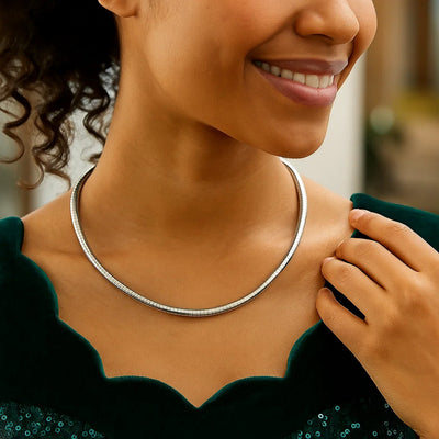 Sterling Silver Classic Omega Chain Necklace (4.0mm) - jazzyjewelryjones