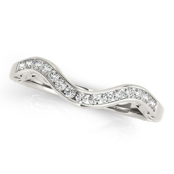 14k White Gold Curved Diamond Wedding Ring (1/10 cttw) - jazzyjewelryjones