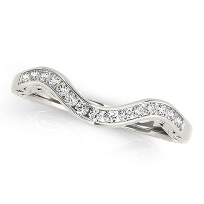 14k White Gold Curved Diamond Wedding Ring (1/10 cttw) - jazzyjewelryjones