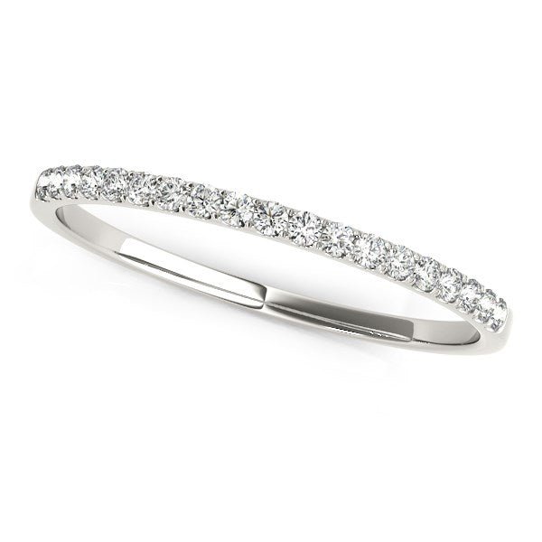 14k White Gold Pave Setting Diamond Wedding Ring (1/8 cttw) - jazzyjewelryjones
