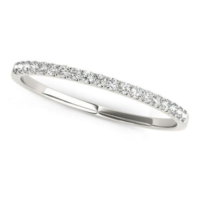 14k White Gold Pave Setting Diamond Wedding Ring (1/8 cttw) - jazzyjewelryjones