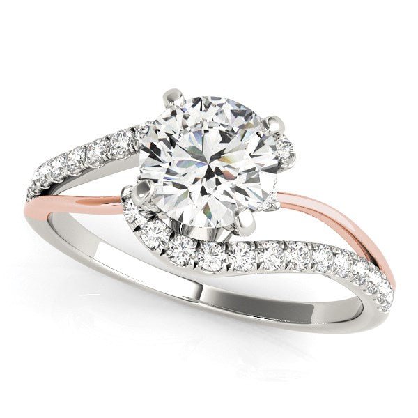 14k White And Rose Gold Bypass Shank Diamond Engagement Ring (1 1/3 cttw) - jazzyjewelryjones