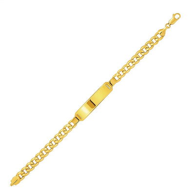 14k Yellow Gold Mens ID Cuban Chain Bracelet (8.00 mm) - jazzyjewelryjones