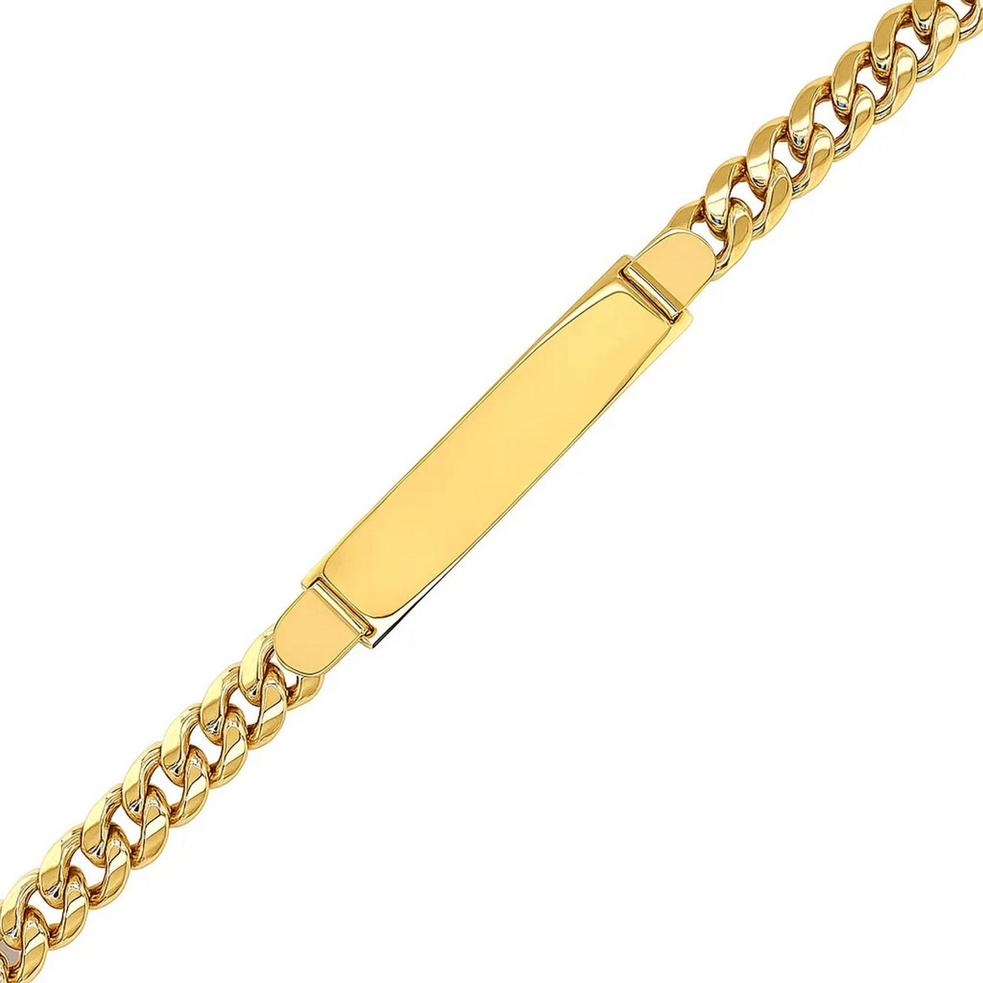 14k Yellow Gold Mens ID Cuban Chain Bracelet (8.00 mm) - jazzyjewelryjones