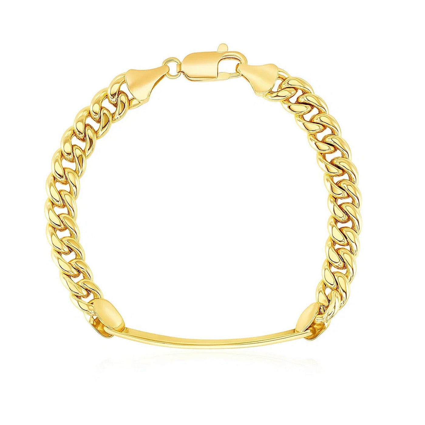 14k Yellow Gold Mens ID Cuban Chain Bracelet (8.00 mm) - jazzyjewelryjones