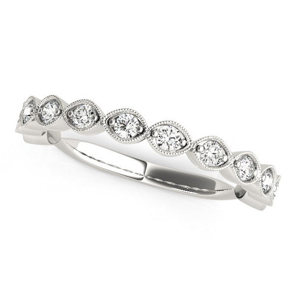14k White Gold Antique Style Diamond Wedding Band (3/8 cttw) - jazzyjewelryjones