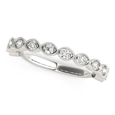 14k White Gold Antique Style Diamond Wedding Band (3/8 cttw) - jazzyjewelryjones