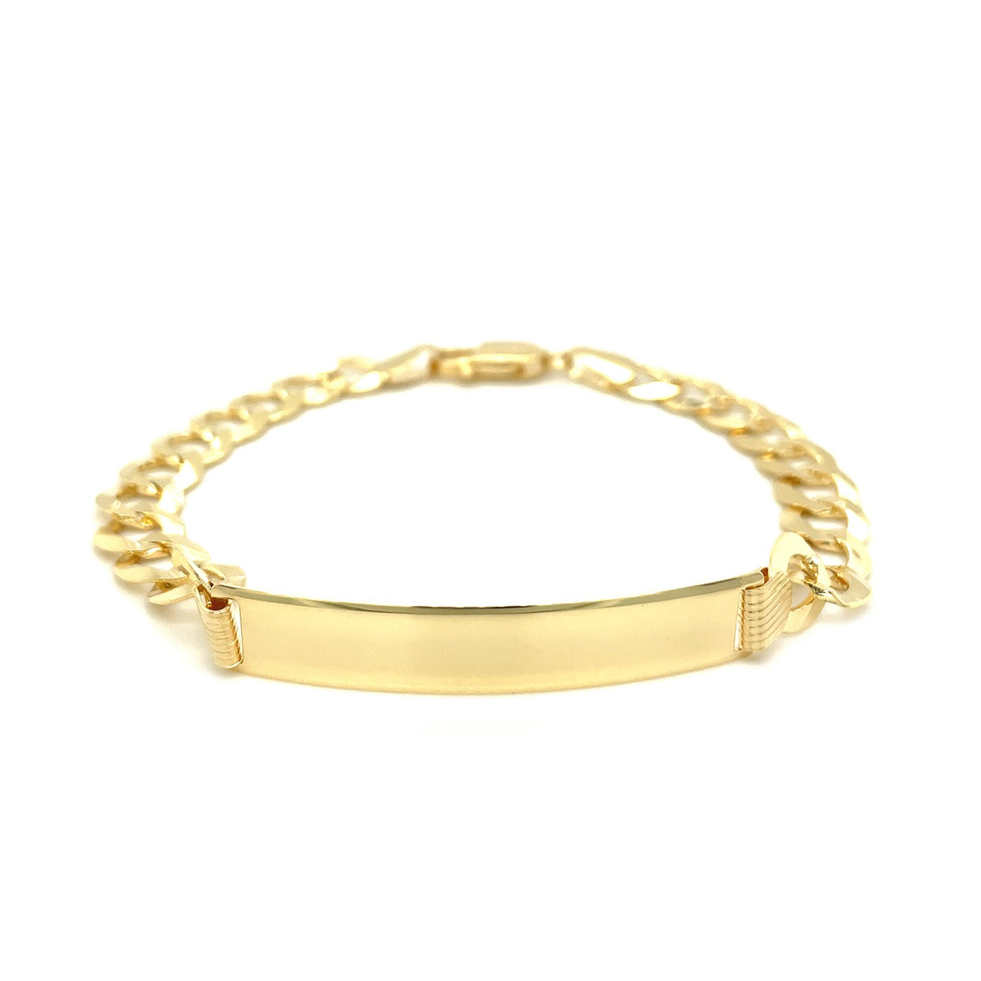 14k Yellow Gold 8 1/2 inch Mens Curb Chain ID Bracelet (8.30 mm) - jazzyjewelryjones
