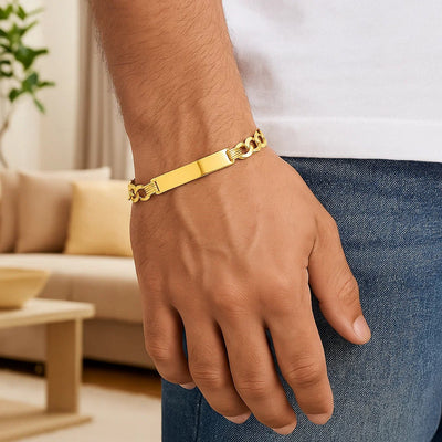 14k Yellow Gold 8 1/2 inch Mens Curb Chain ID Bracelet (8.30 mm) - jazzyjewelryjones
