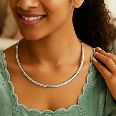 Sterling Silver Classic Omega Chain Necklace (6.0mm) - jazzyjewelryjones