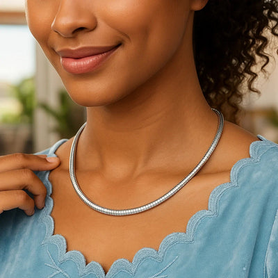 Sterling Silver Classic Omega Chain Necklace (6.0mm) - jazzyjewelryjones