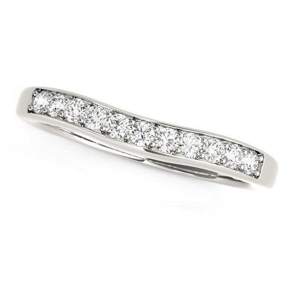 14k White Gold Curved Diamond Wedding Band (1/4 cttw) - jazzyjewelryjones