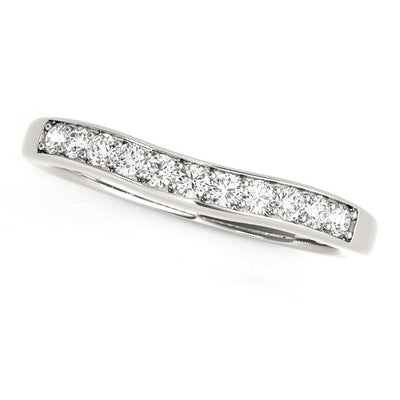 14k White Gold Curved Diamond Wedding Band (1/4 cttw) - jazzyjewelryjones