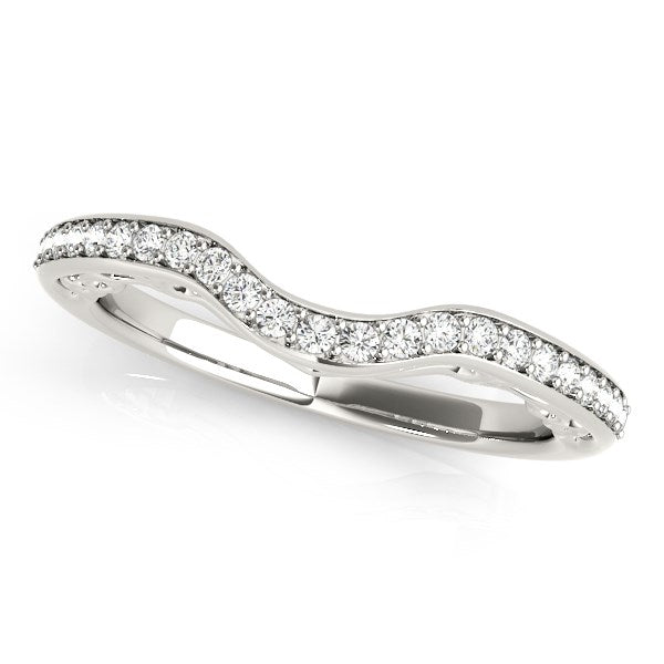 14k White Gold Prong Set Curved Diamond Wedding Ring (1/6 cttw) - jazzyjewelryjones
