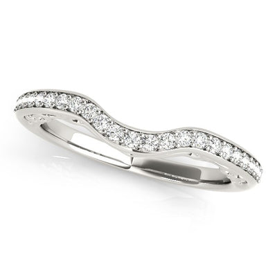 14k White Gold Prong Set Curved Diamond Wedding Ring (1/6 cttw) - jazzyjewelryjones