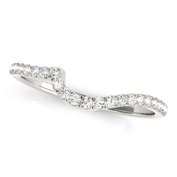 14k White Gold Round Pave Setting Curved Diamond Wedding Ring (1/5 cttw) - jazzyjewelryjones